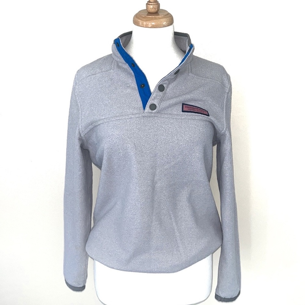 Vineyard Vines Grey fleece pullover with snaps XL